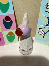 Load image into Gallery viewer, Oro del Borro BonBon Ring /Lavender enamel with Cornelia gemstone “handmade” in Tuscany. (Please allow 3-4 weeks for delivery) A playful statement inspired by the bold color and eff
