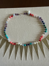 Load image into Gallery viewer, Joanna Dahda multicolored gemstone choker necklace with sterling silver clasp (charm sold separately)
