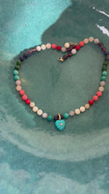 Load and play video in Gallery viewer, Joanna Dahda multicolored gemstone choker necklace with sterling silver clasp (charm sold separately)
